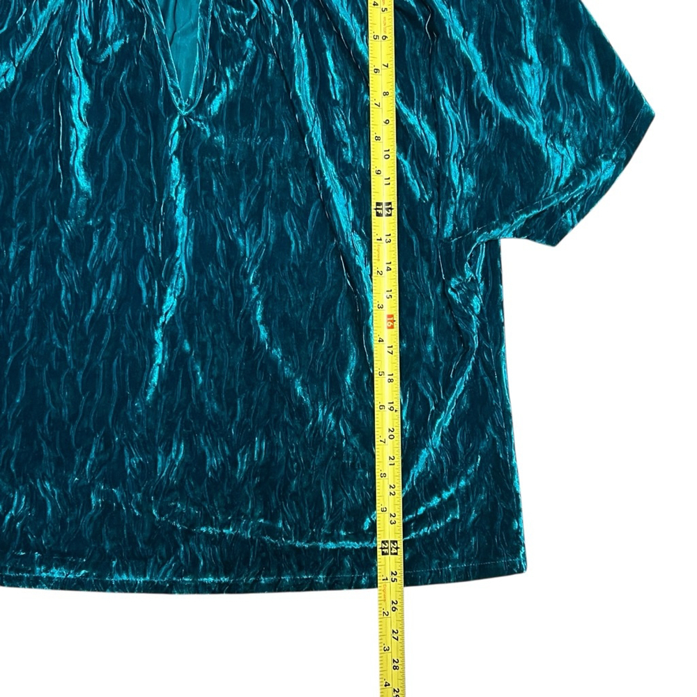 Beautiful Lawrence Zarian Teal Crushed Velvet Blouse Top Women’s Large - Picture 5 of 15